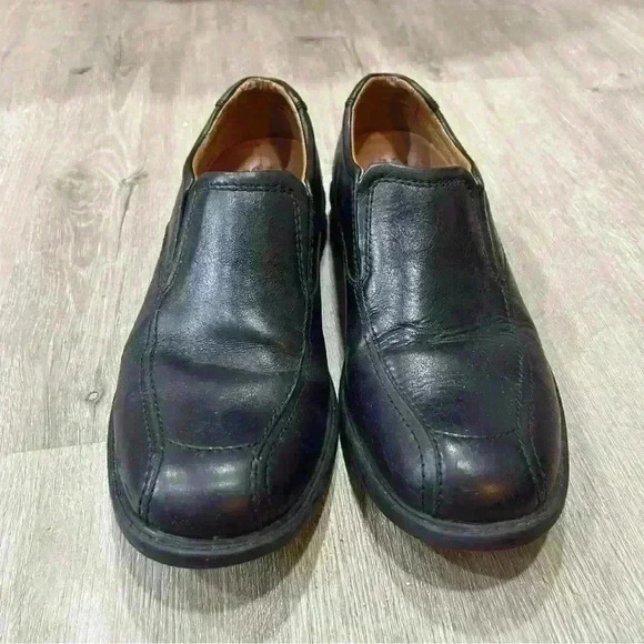 Clarks Black Leather Slip On Loafers Men’s Size 9 - Picture 2 of 7